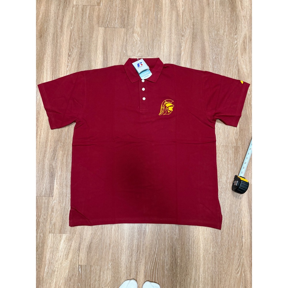 Russell Athletic USC Trojans Polo Shirt Mens XLT Red Pro Cotton NWT Embroidered